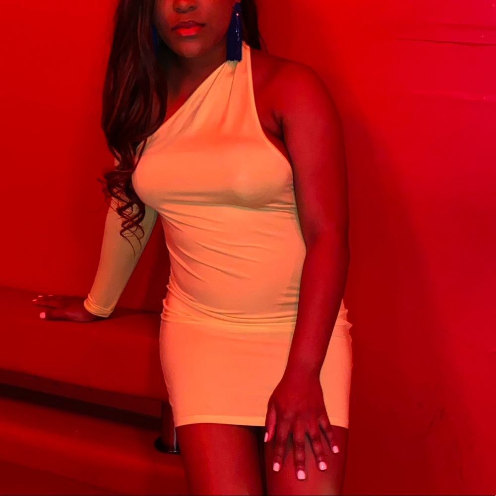 One Shoulder Neon Party Dress